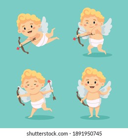 Conjunto de caracteres cupido curado aislado. Feliz Día de San Valentín ilustración vectorial en estilo de caricatura
