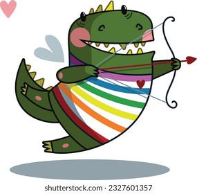 cute cupid dragon with love arrow