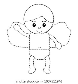 cute cupid flying hand waving cartoon