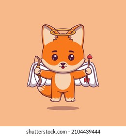 Cute cupid fox with bow and arrow