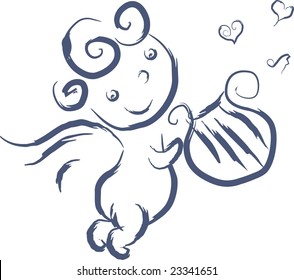 cute cupid with harp