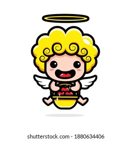 cute cupid holding a love basket