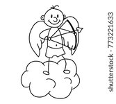 Cute cupid icon in cartoon style isolated on white background
