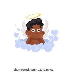 Cute  cupid illustration. Kid, love, romantic, angel. Saint Valentines Day concept. Vector illustration can be used for topics like romantic, love, celebration, greeting card
