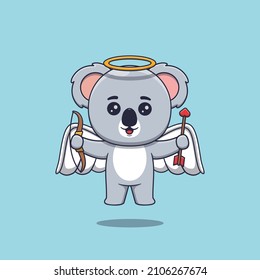 Cute cupid koala with bow and arrow