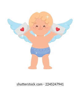 Cupido lindo con cartas de amor