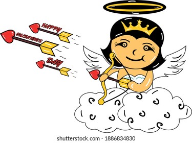 cute cupid on cloud with arrow valentine's day