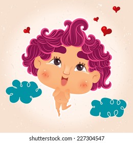Cute cupid on the sky. Valentine
