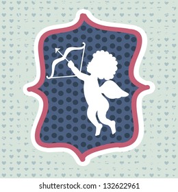 cute cupid over blue background. vector illustration