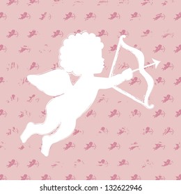 cute cupid over pink background. vector illustration