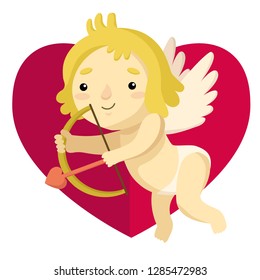 Cute Cupid posing with hearts for St. Valentine's Day
