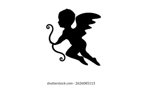forma cupido bonito, silhueta isolada preta