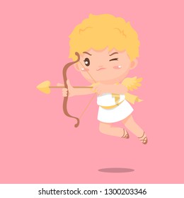 Cute cupid shooting vector illustration