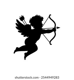 Ilustração de vetor de silhueta Cupid bonito 