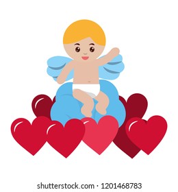 cute cupid sitting cloud hearts love valentine