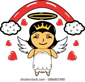 cupido lindo en el cielo del amor