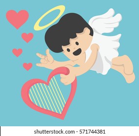 Cute cupid  The symbol of Valentine's Day. Cartoon vector illustration 