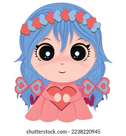 Cute cupid. Vector cartoon character for Valentine's day
