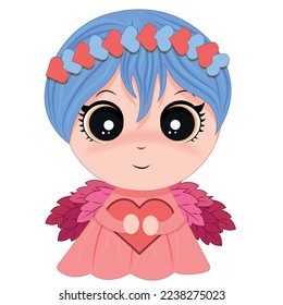 Cute cupid. Vector cartoon character for Valentine's day
