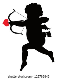 Cute cupid vector silhouette