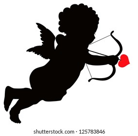 Cute cupid vector silhouette