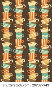 cute cups pattern design. vector illustration