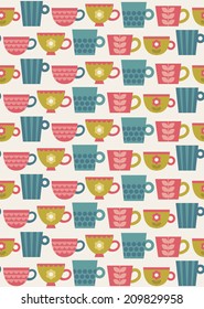 cute cups pattern design. vector illustration