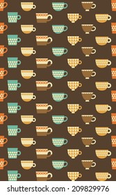 cute cups pattern design. vector illustration