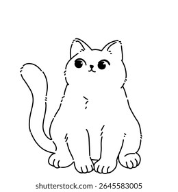 Desenho animado gato curioso ilustração de contorno de arte 