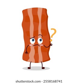 cute curious expression of bacon cartoon character
