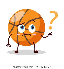 cute curious expression of basket ball cartoon character