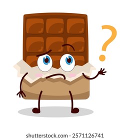 cute curious expression of bite chocolate bar character
