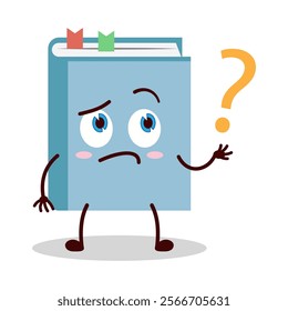 cute curious expression of blue book cartoon character
