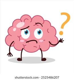 Cute curious expression of brain cartoon character