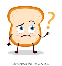 cute curious expression of bread cartoon character
