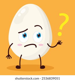 cute curious expression of chicken egg character