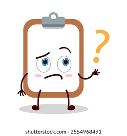 cute curious expression of clipboard cartoon character