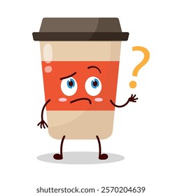 cute curious expression of coffee cup cartoon character
