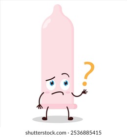 cute curious expression of condom character