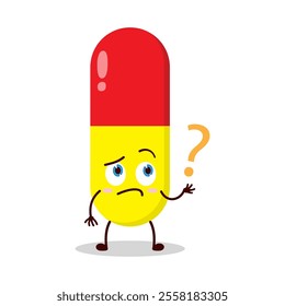 cute curious expression of drug capsule cartoon character
