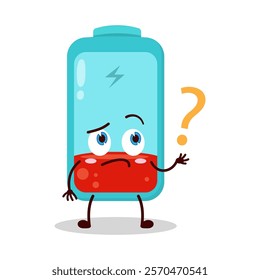 cute curious expression of empty battery cartoon character
