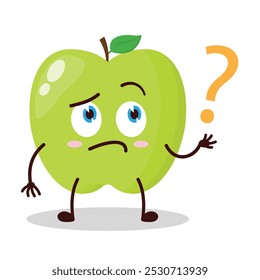 cute curious expression of green apple cartoon character