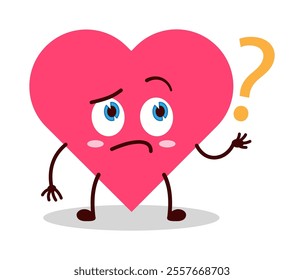 cute curious expression of heart cartoon character