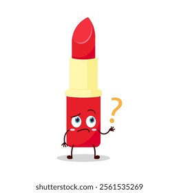 cute curious expression of lipstick cartoon character
