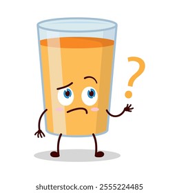 cute curious expression of orange juice cartoon character