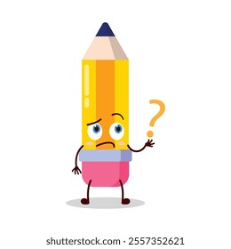 cute curious expression of pencil cartoon character