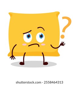 cute curious expression of pillow cartoon character
