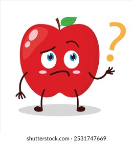 cute curious expression of red apple cartoon character