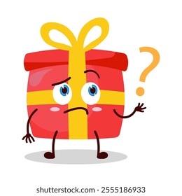 cute curious expression of red gift box cartoon character