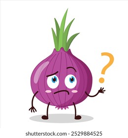 cute curious expression of red onion cartoon character